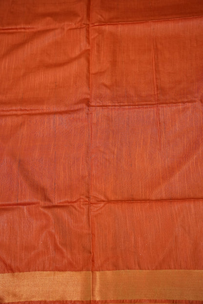Semi Tussar Staple Saree – Rust