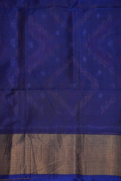 Pure Ikkat Silk Cotton Saree - Red & Royal Blue