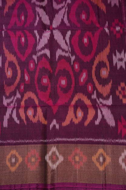 Pure Ikkat Silk Cotton Saree - Turquoise & Deep Purple