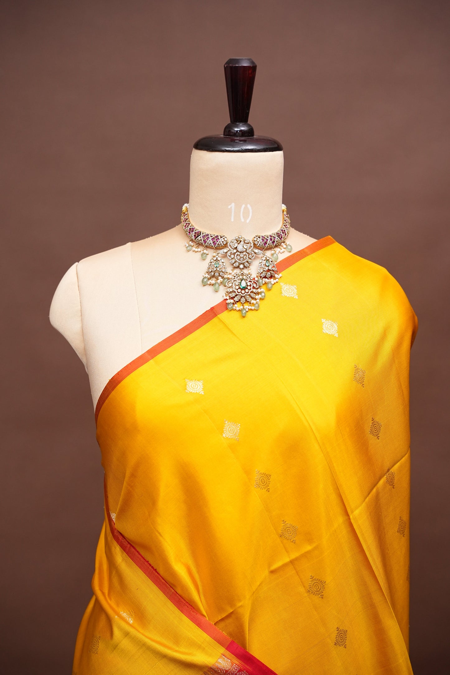 Pure Soft Silk Saree in Yellow - Yellow & Red