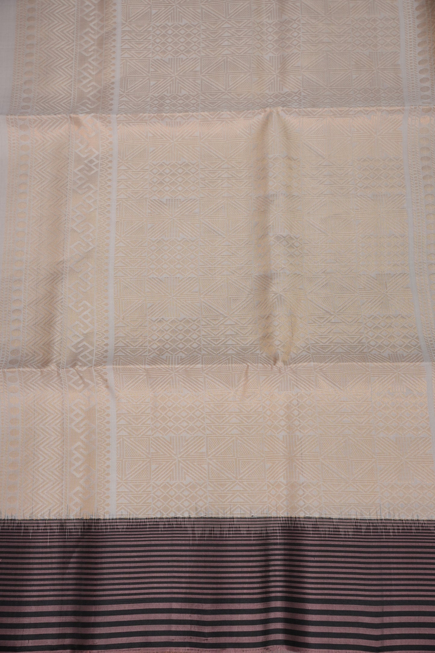 Pure Soft Silk Saree - Half White with Black