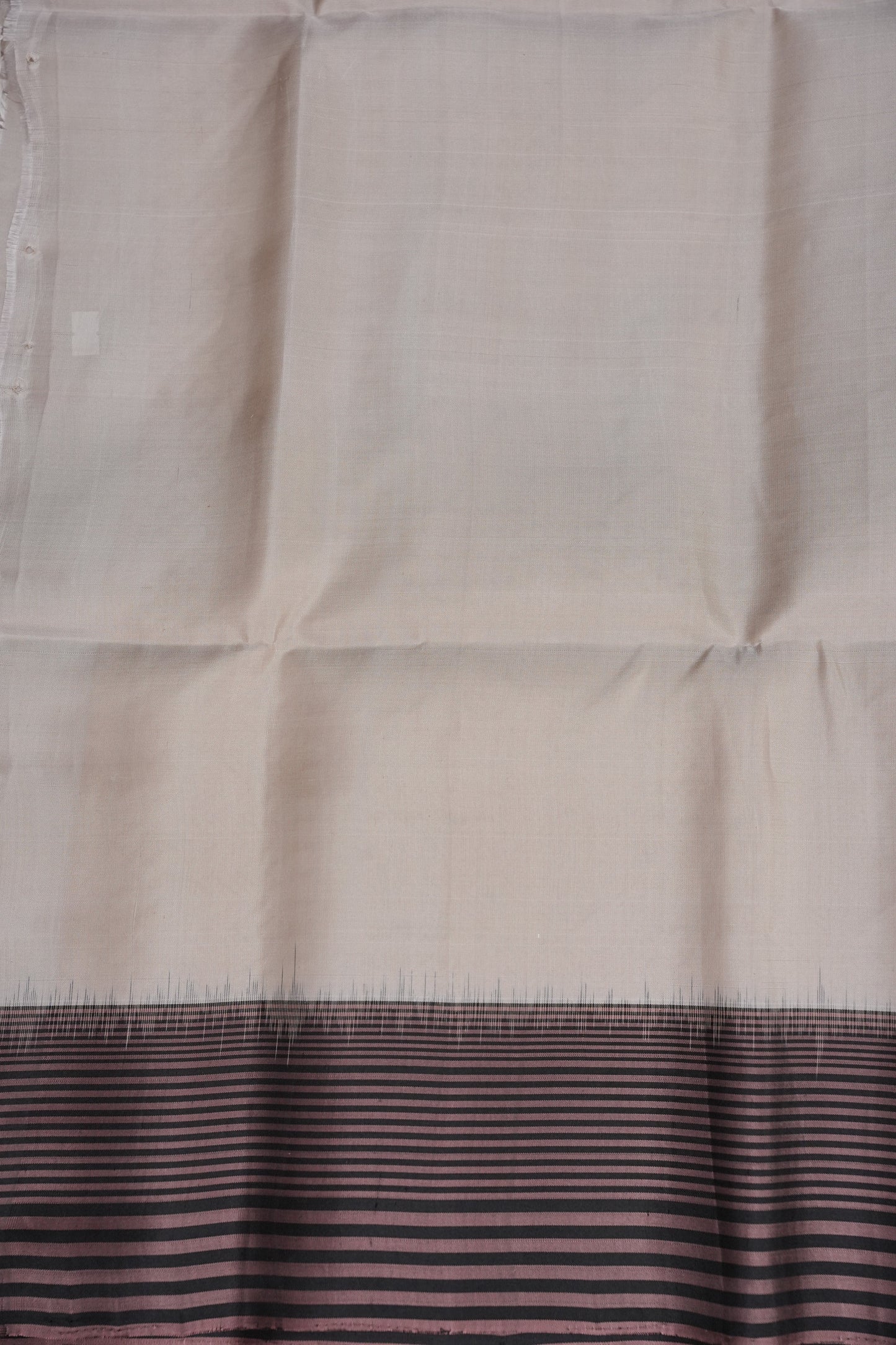 Pure Soft Silk Saree - Half White with Black