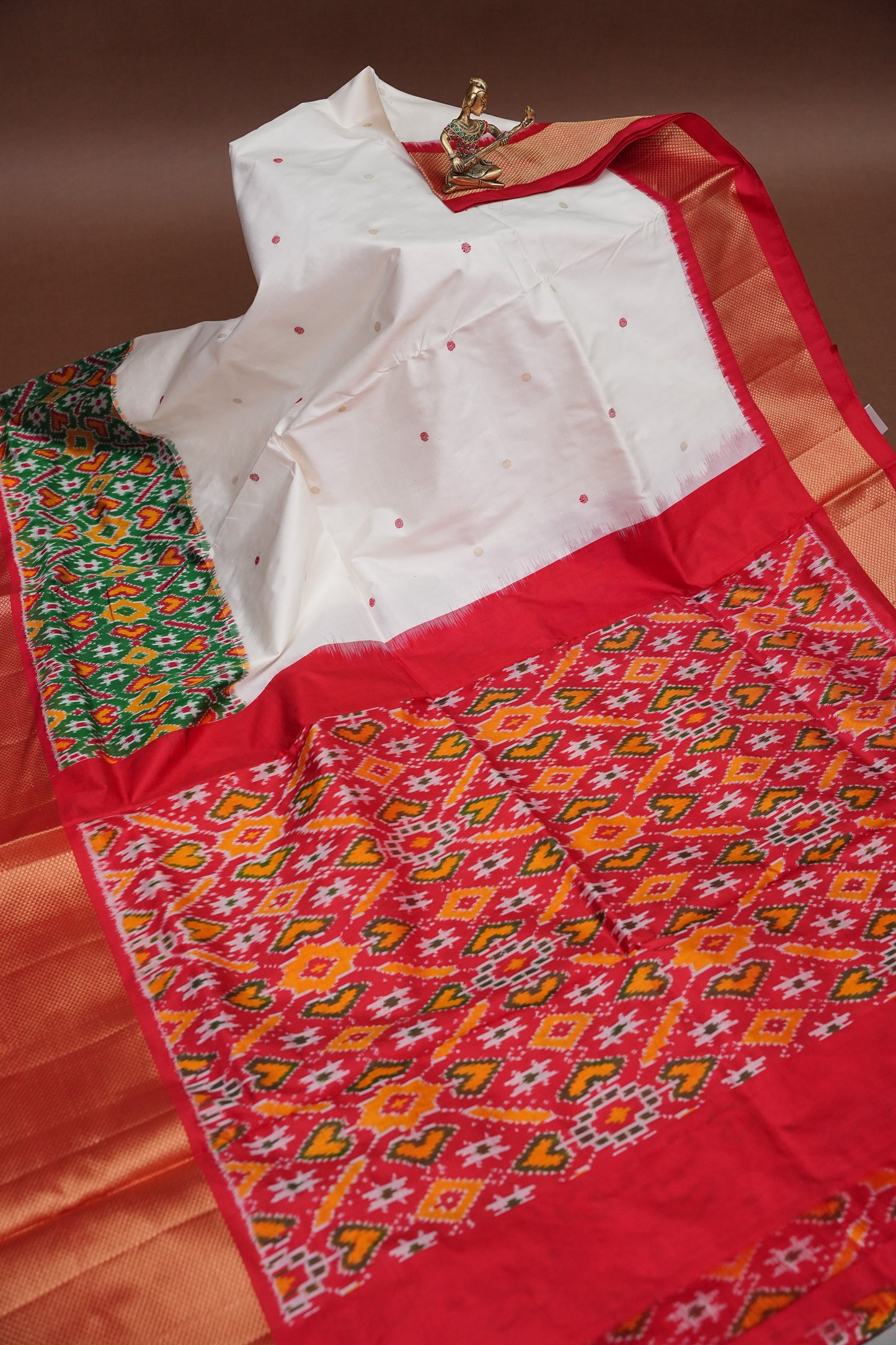 Pure Ikkat Soft Silk Saree - White