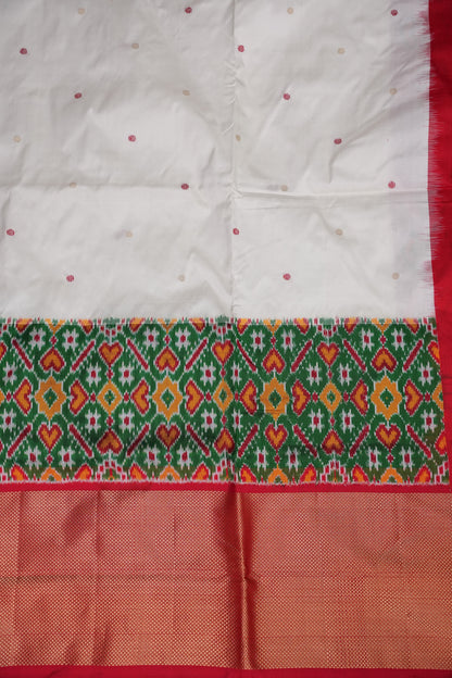 Pure Ikkat Soft Silk Saree - White