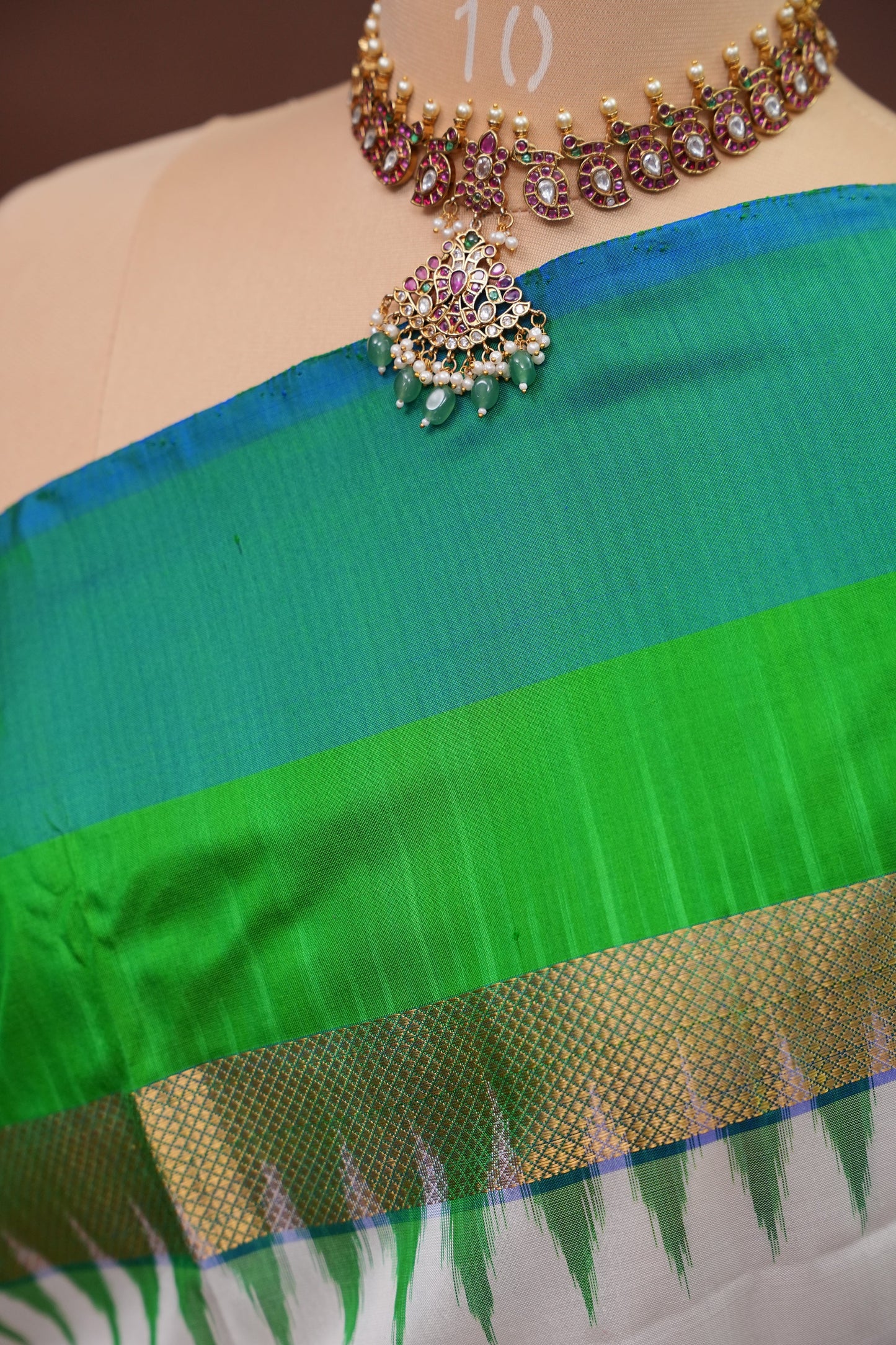 Pure Ikkat Soft Silk Saree - White