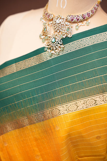 Pure Soft Silk Saree -  Yellow & Green