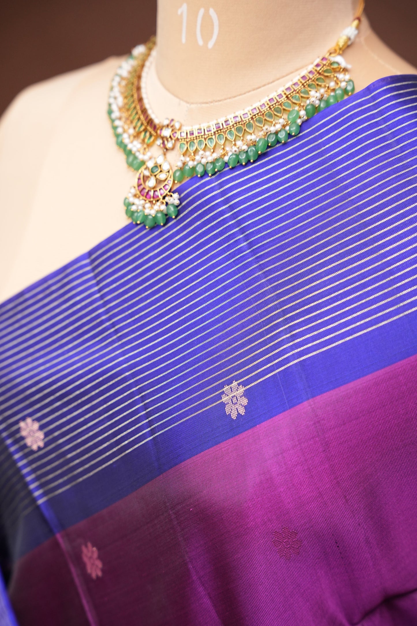 Pure Soft Silk Saree - Deep Purple and Royal Blue