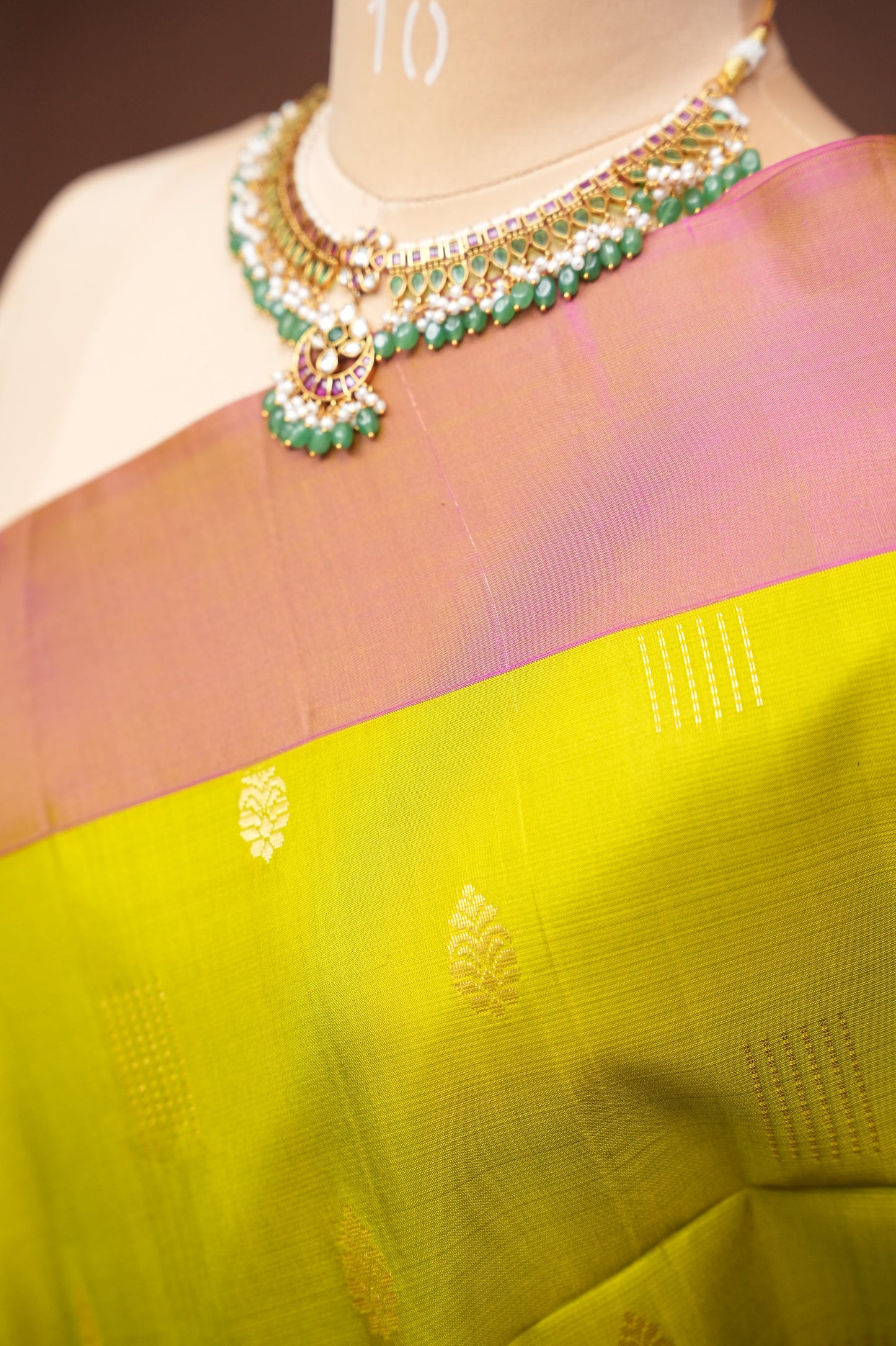 Pure Soft Silk Saree - Parrot Green with Pink