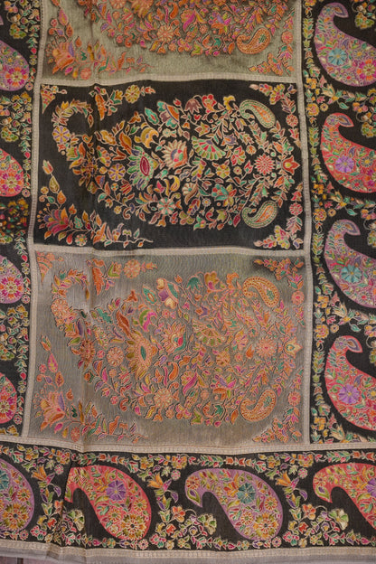Kashmiri Pashmina Mellow Tissue Banarasi Saree - Soft Grey