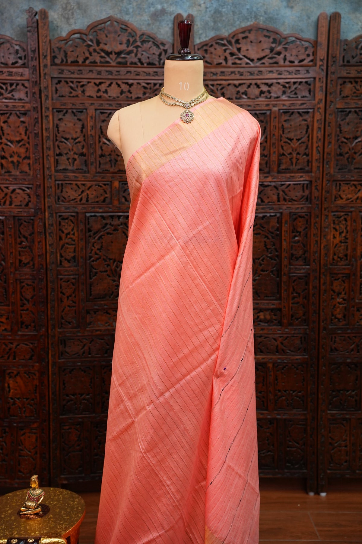 Semi Tussar Staple Saree - Peach