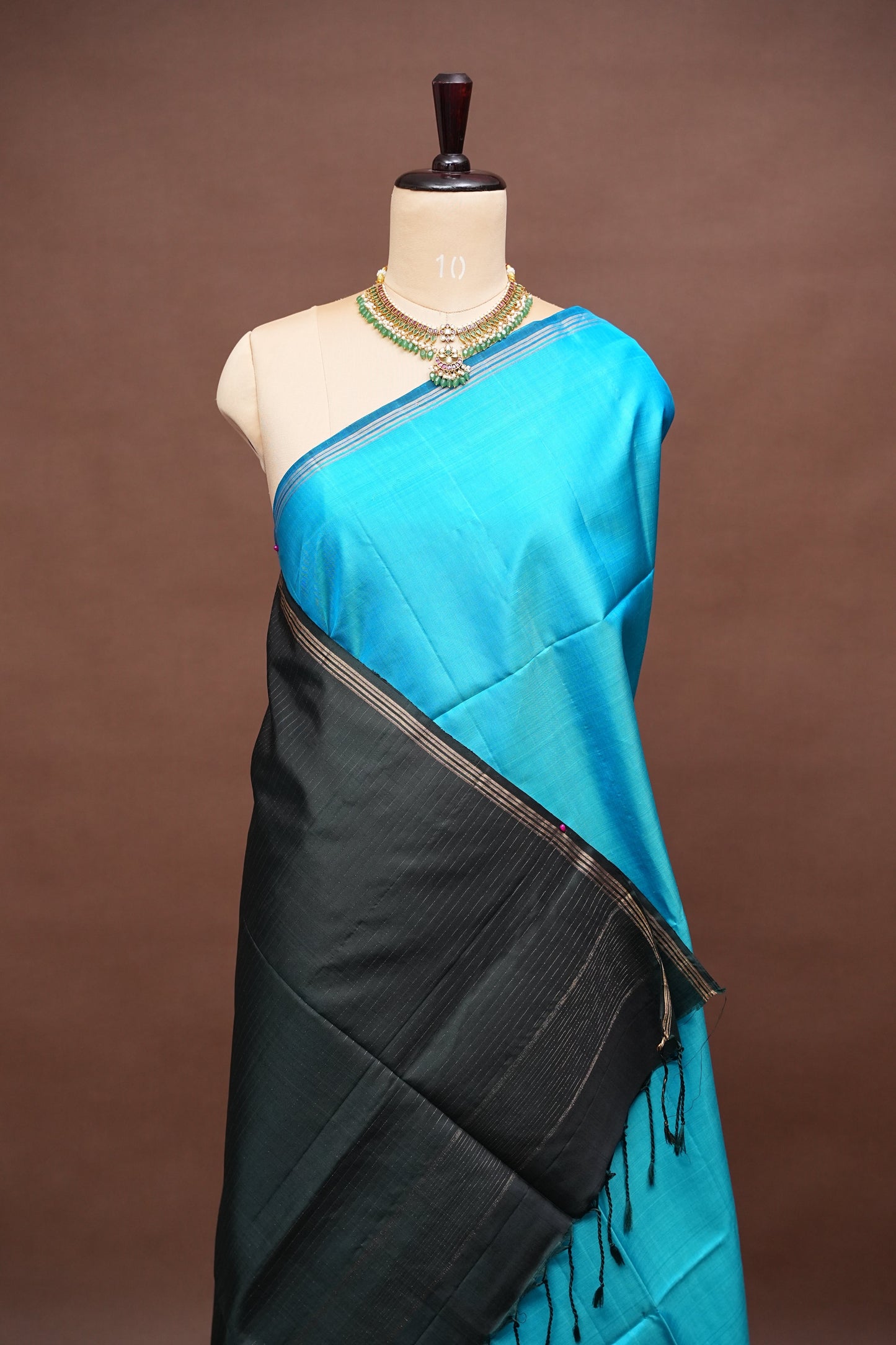 Pure Soft Silk Saree - Blue & Green