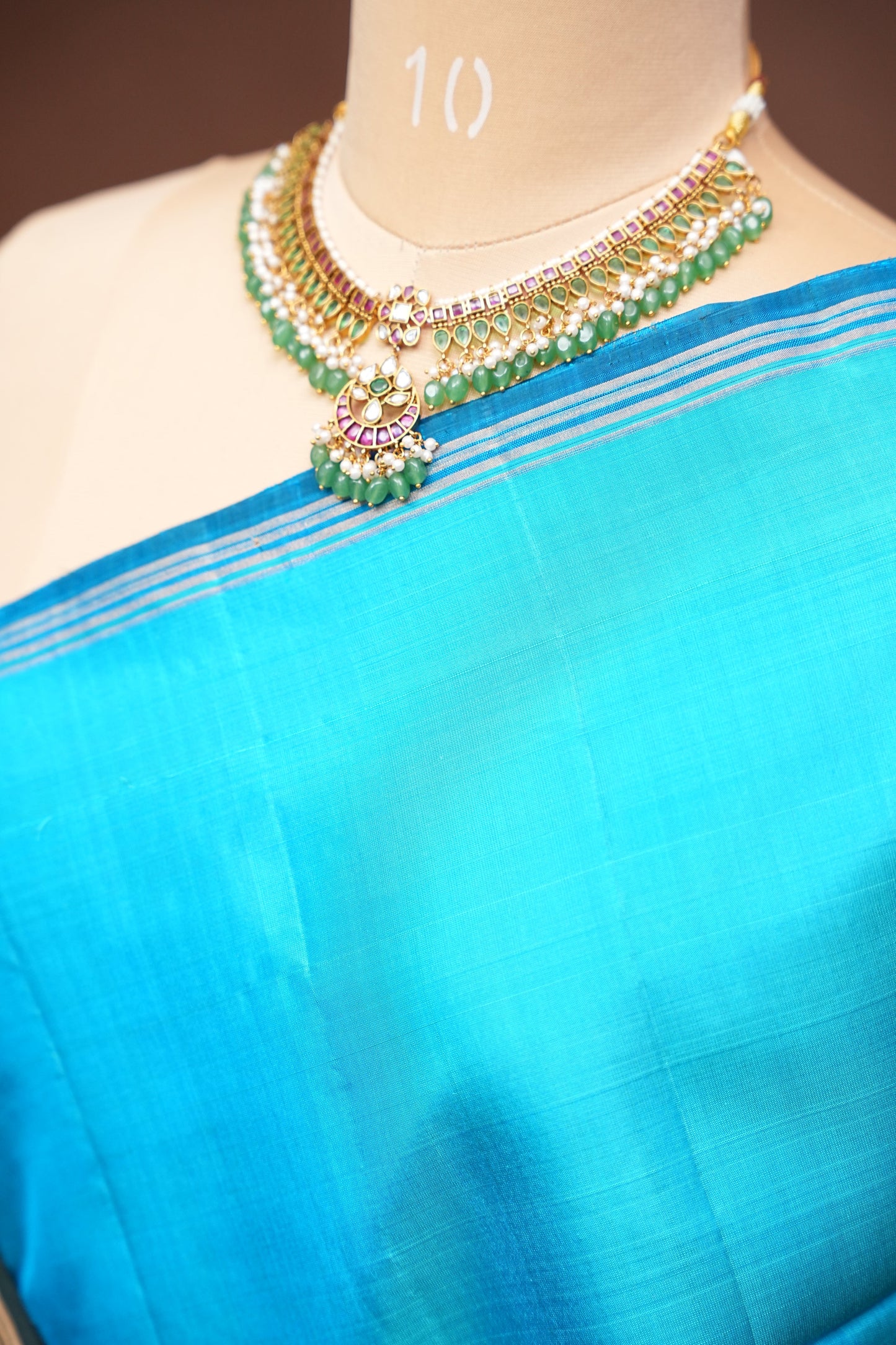Pure Soft Silk Saree - Blue & Green