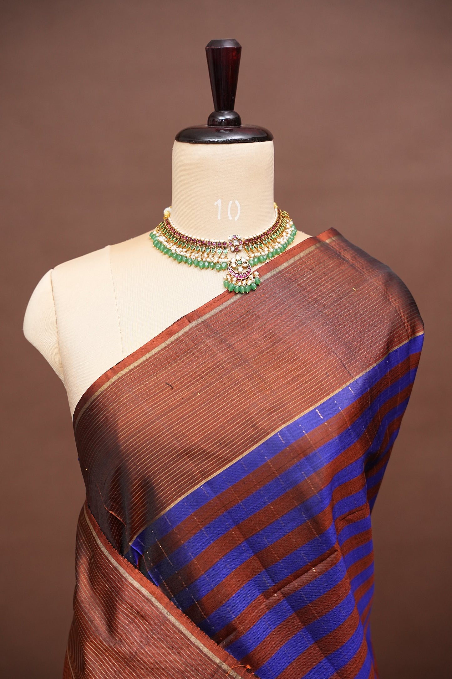 Pure Soft Silk Saree  - Copper & Royal Blue