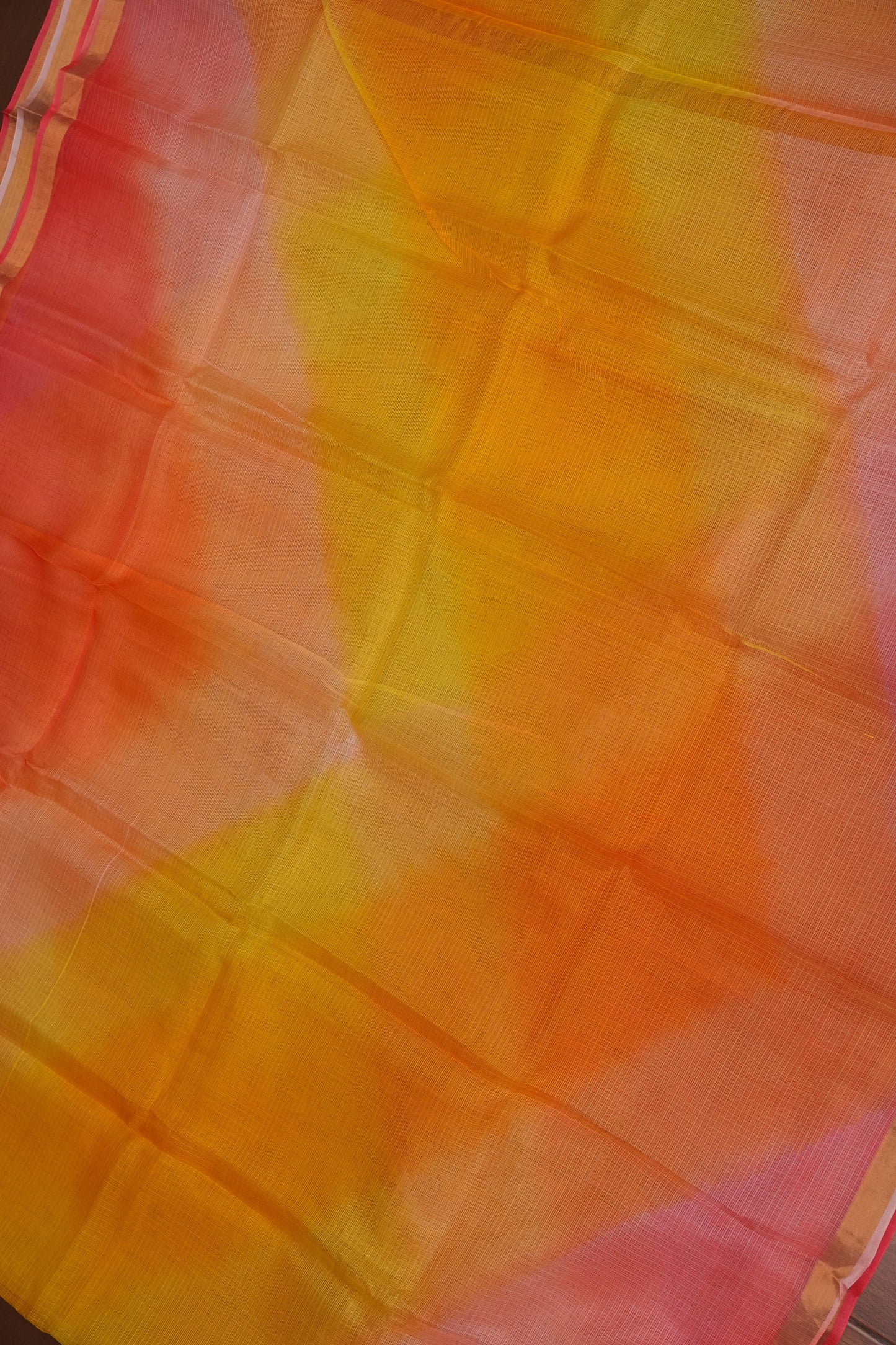 Silk Kota Multicolor Saree - Yellow & Warm Orange