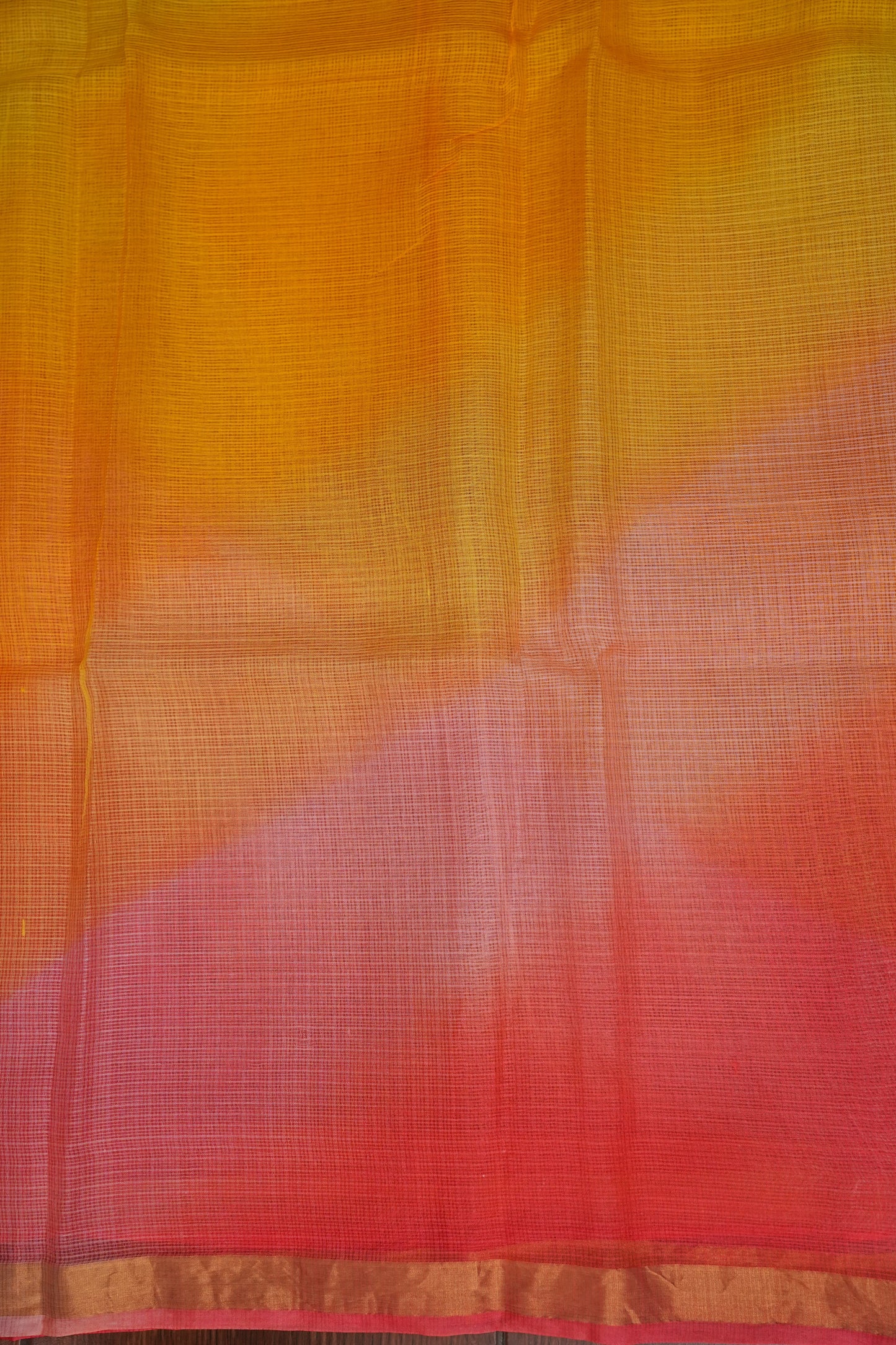 Silk Kota Multicolor Saree - Yellow & Warm Orange