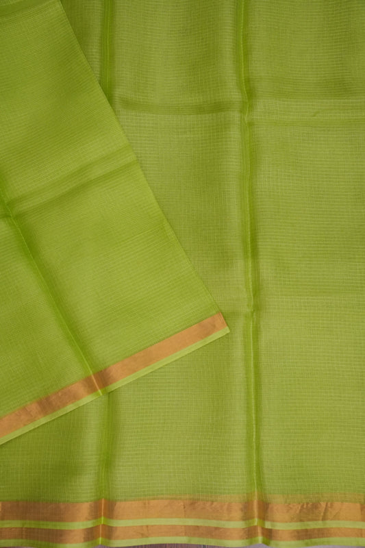 Silk Kota Plain Saree - Sage Green