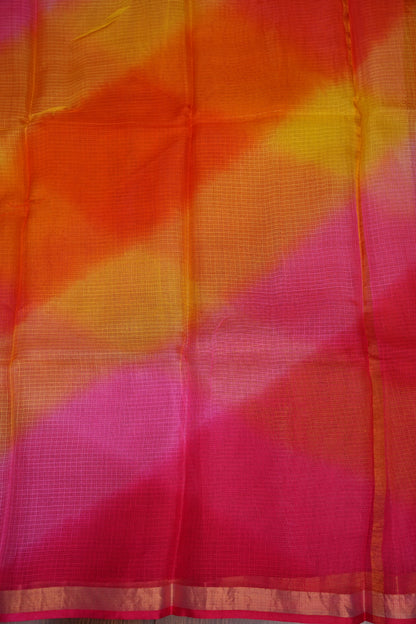 Silk Kota Multicolor Saree - Pink, Orange and Yellow Blend