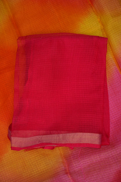 Silk Kota Multicolor Saree - Pink, Orange and Yellow Blend