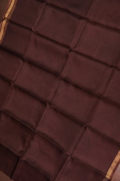 Silk Kota Plain Saree - Coffee