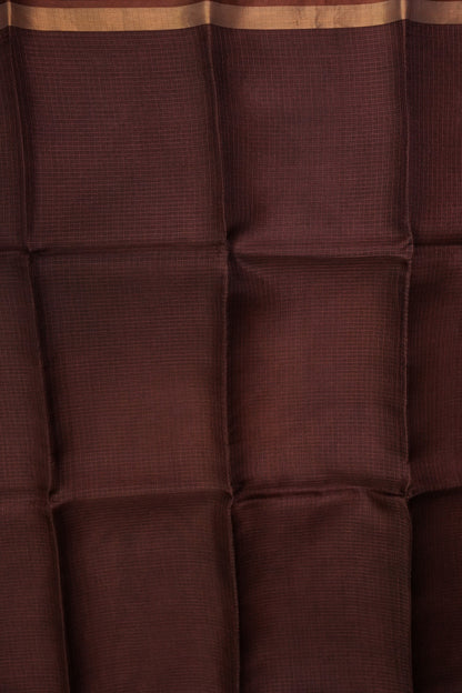 Silk Kota Plain Saree - Coffee