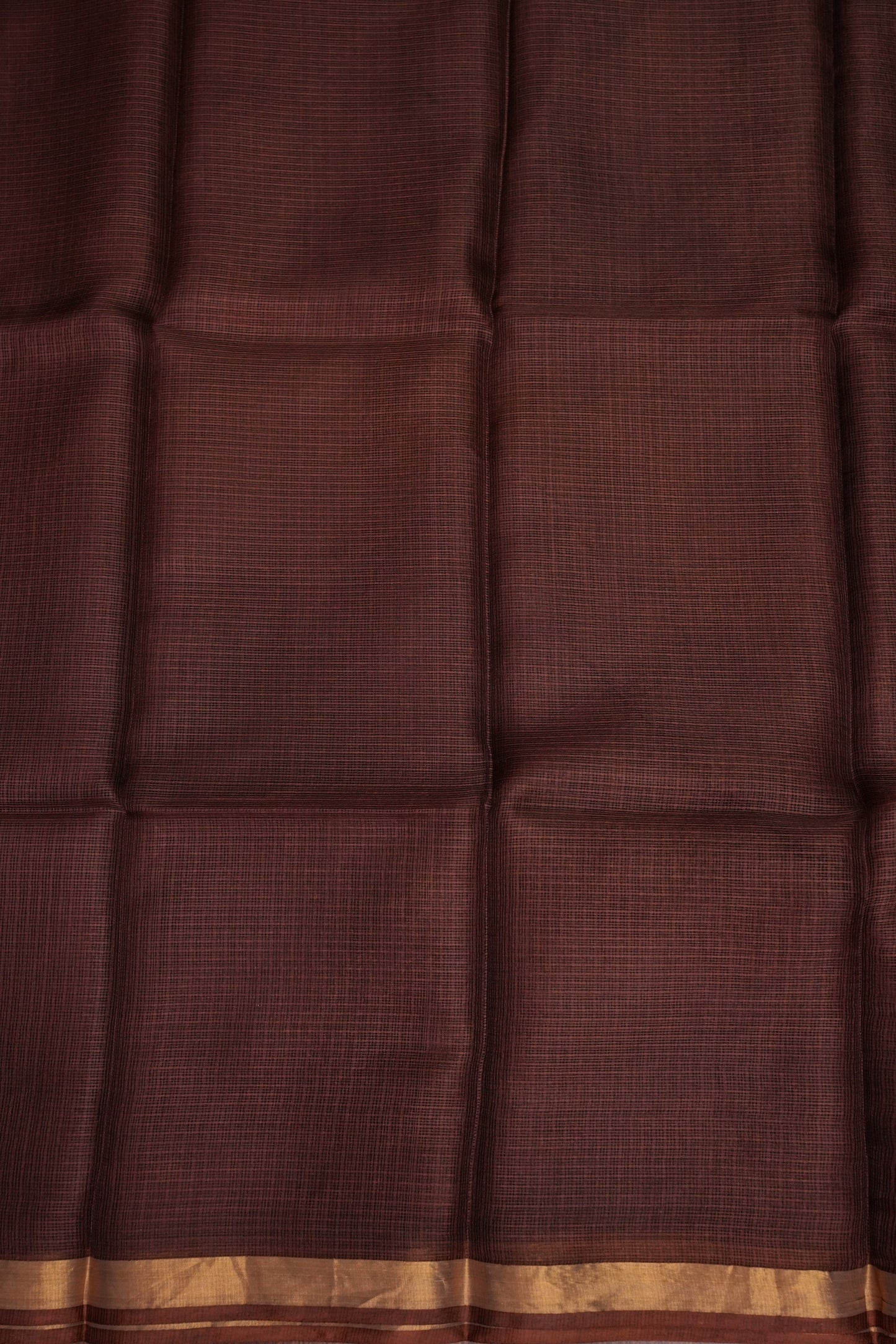 Silk Kota Plain Saree - Coffee