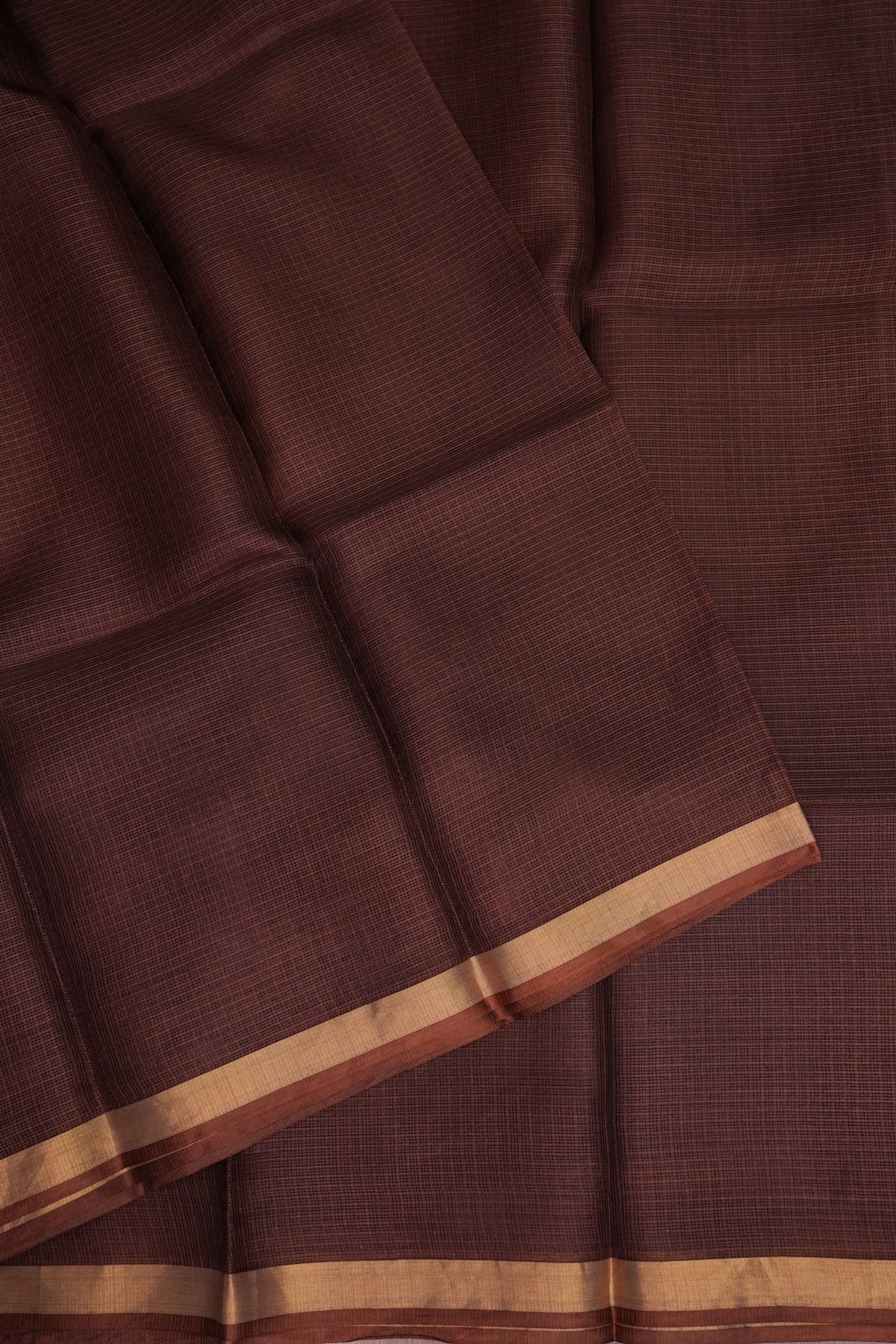 Silk Kota Plain Saree - Coffee