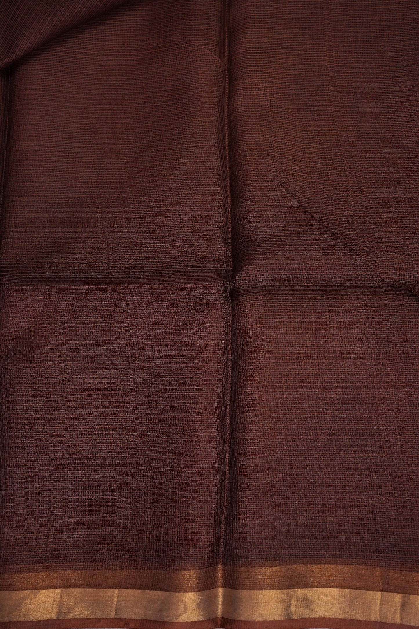 Silk Kota Plain Saree - Coffee