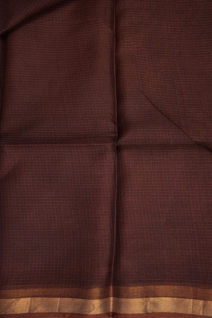 Silk Kota Plain Saree - Coffee