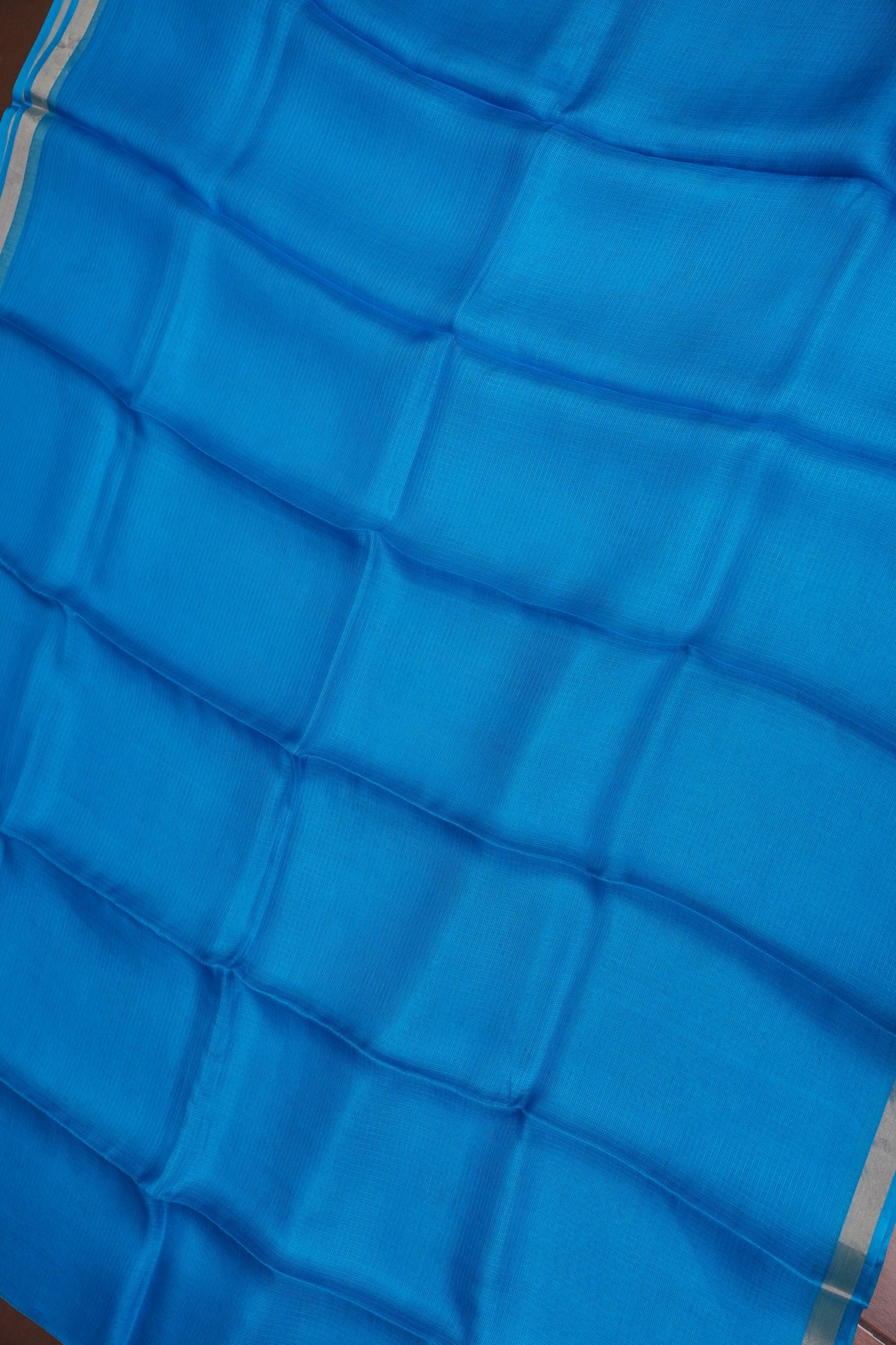 Silk Kota Plain Saree - Blue