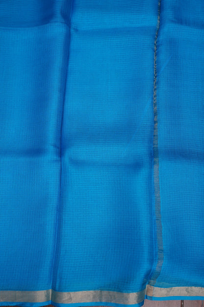 Silk Kota Plain Saree - Blue