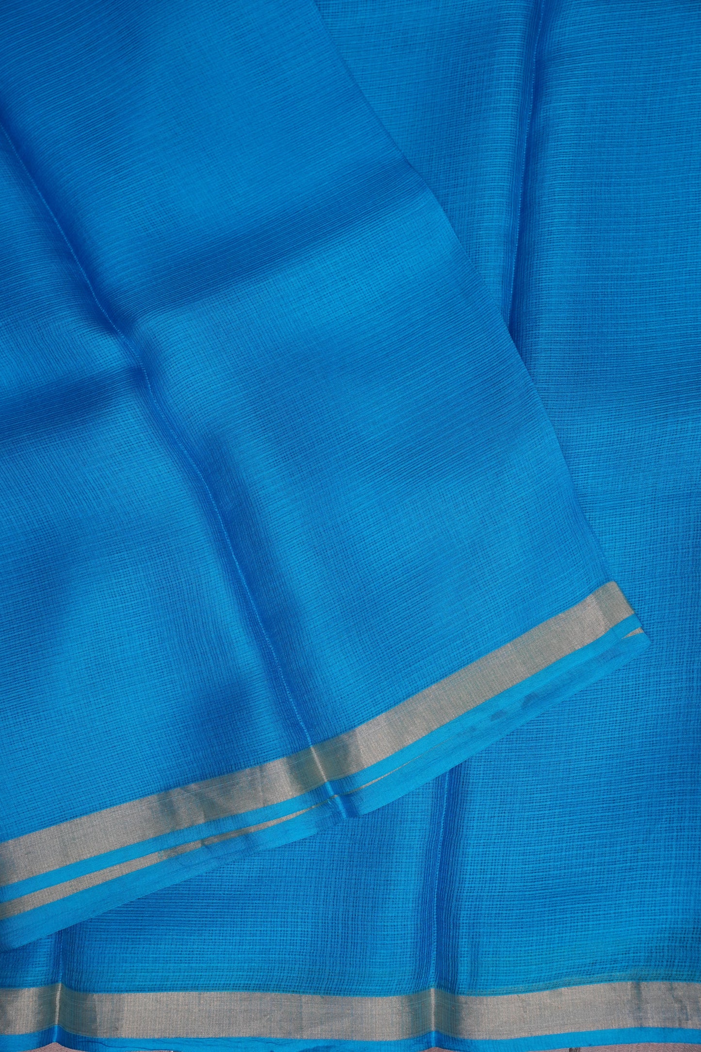 Silk Kota Plain Saree - Blue