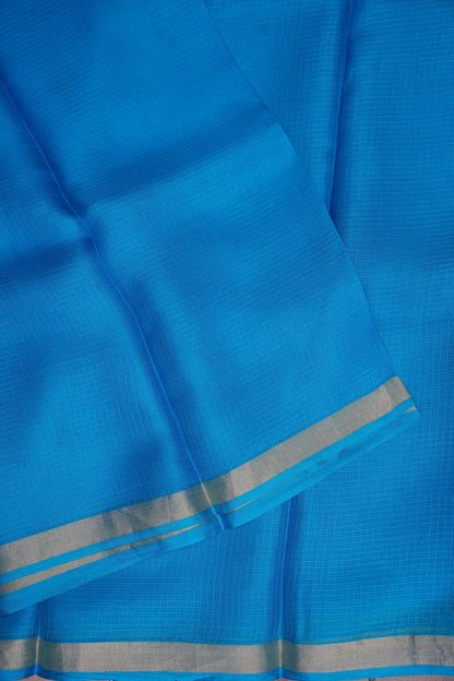 Silk Kota Plain Saree - Blue
