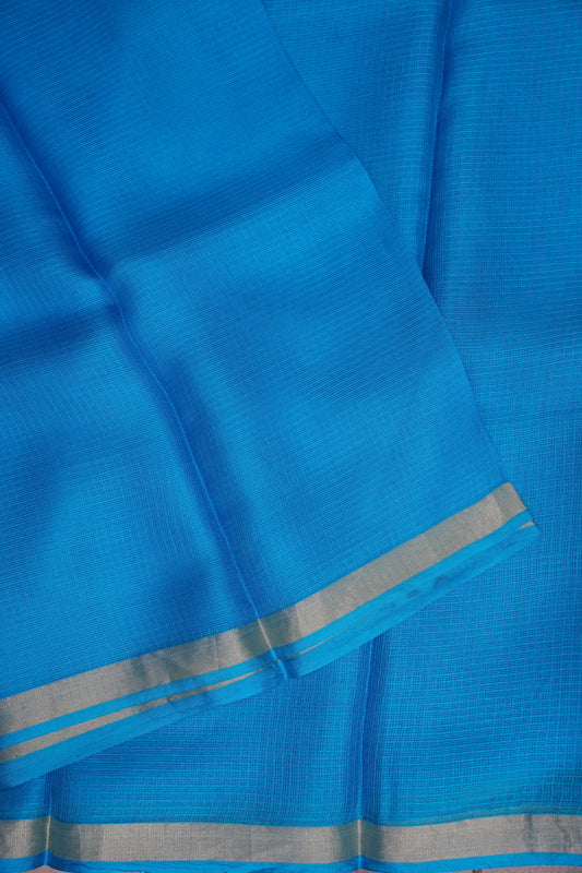Silk Kota Plain Saree - Blue