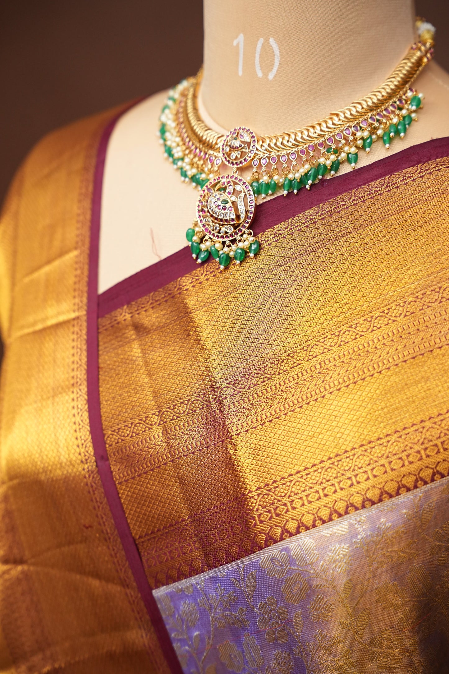 Lilac Purple & Deep Red Pure Tissue Kanchipuram Silk Saree|Silk Mark Certified