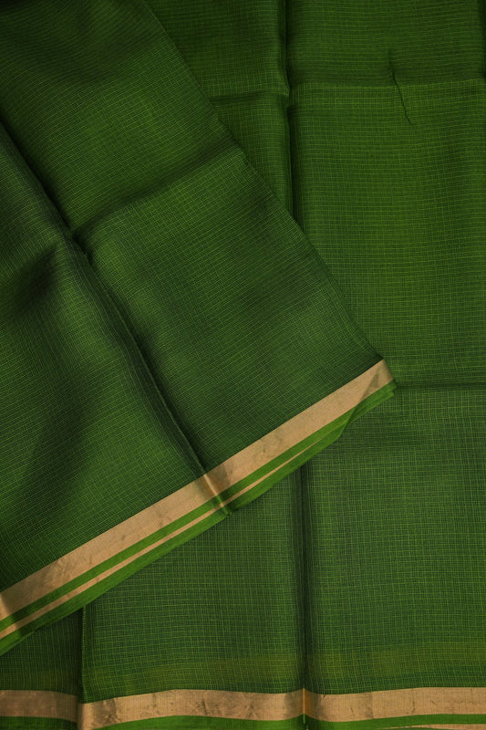 Silk Kota Plain Saree - Green