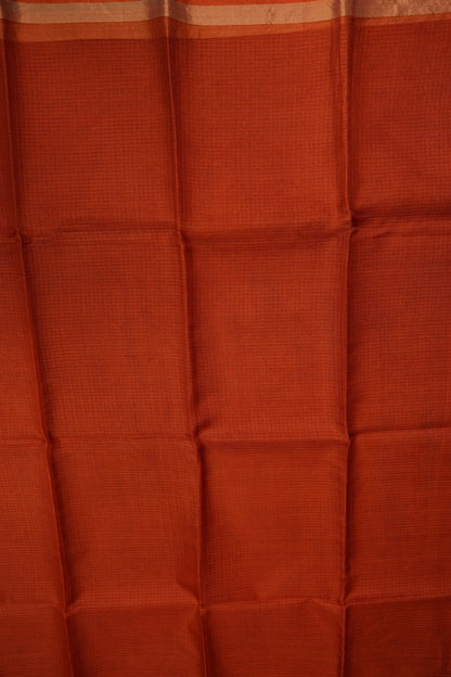 Silk Kota Plain Saree - Burnt Orange