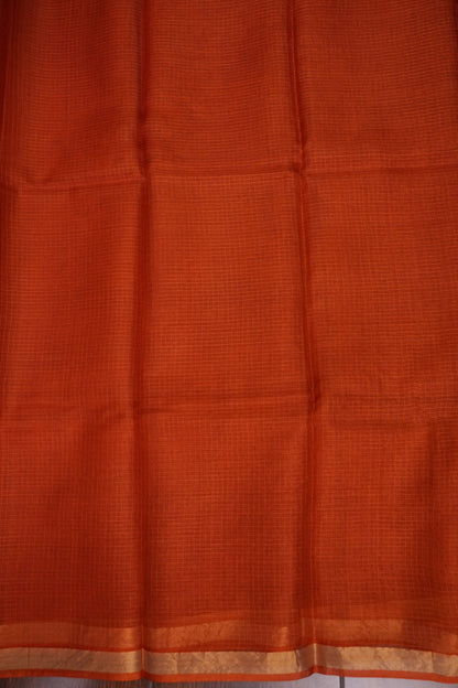 Silk Kota Plain Saree - Burnt Orange