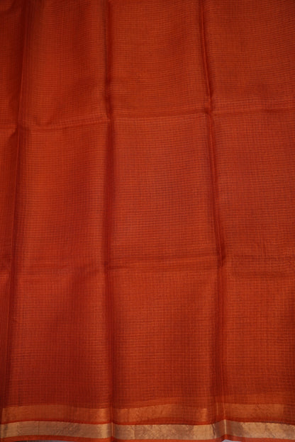 Silk Kota Plain Saree - Burnt Orange