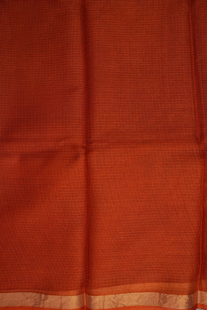 Silk Kota Plain Saree - Burnt Orange