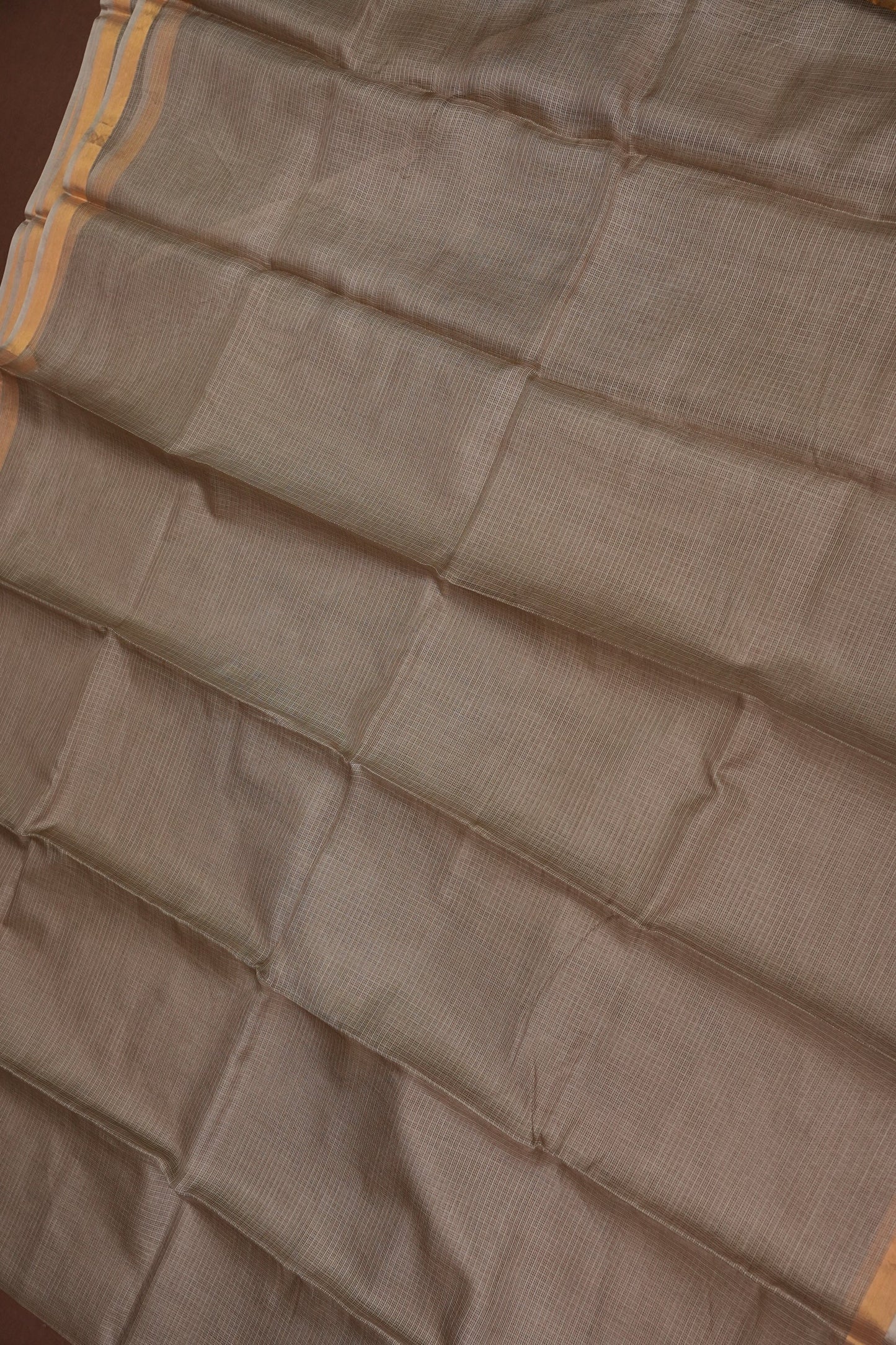 Silk Kota Plain Saree - Sand Beige