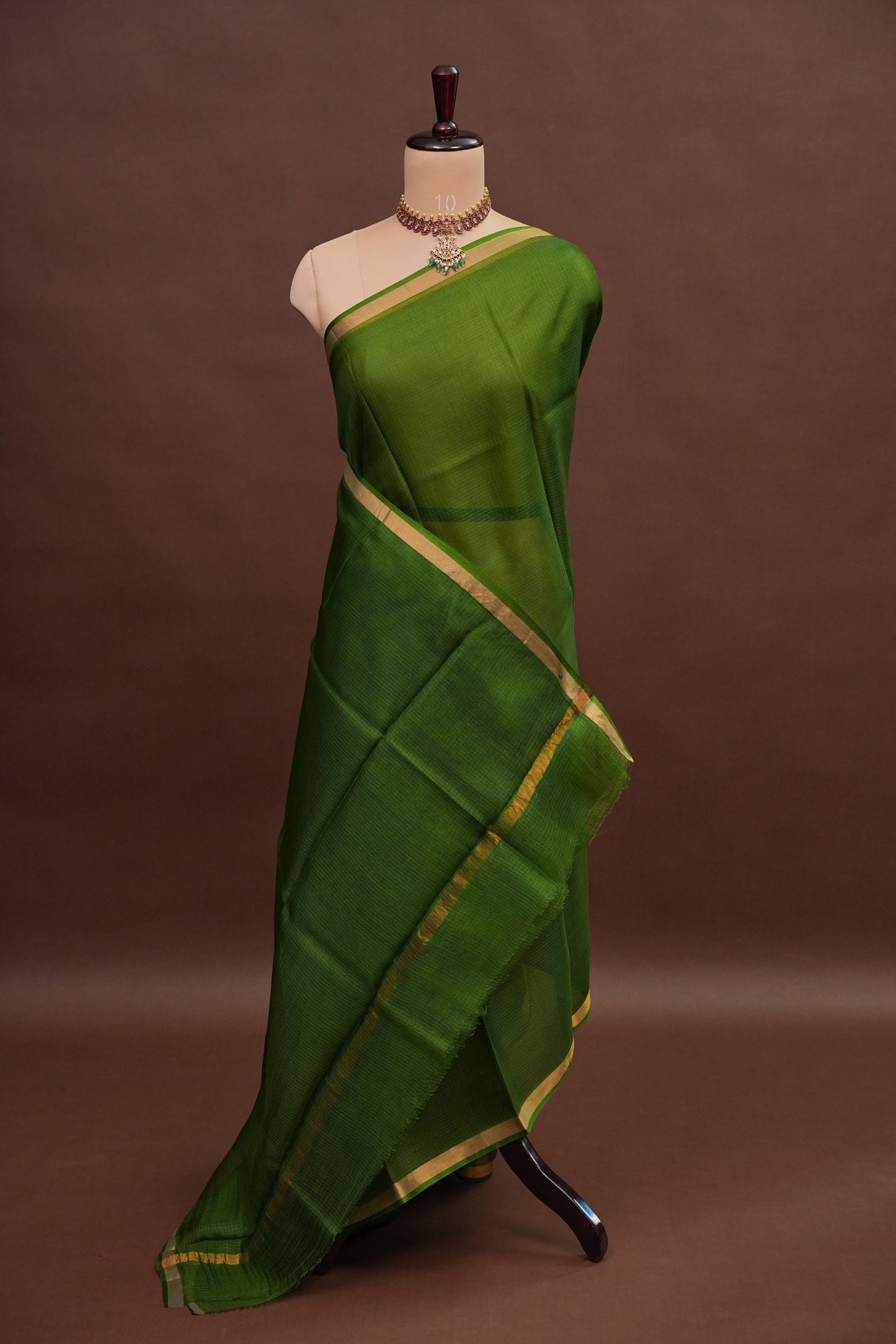 Silk Kota Plain Saree - Green