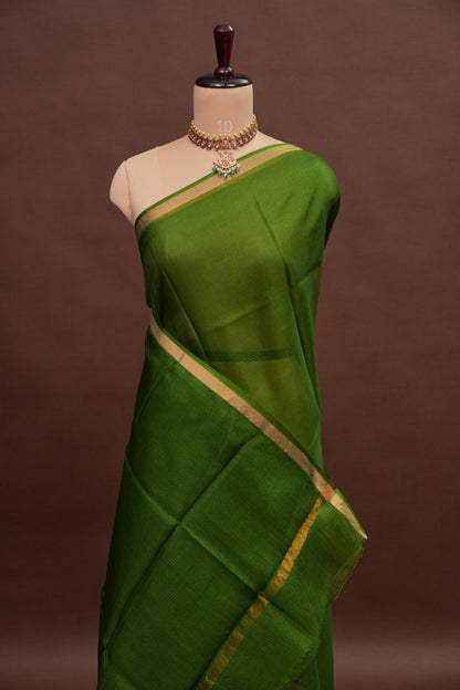 Silk Kota Plain Saree - Green