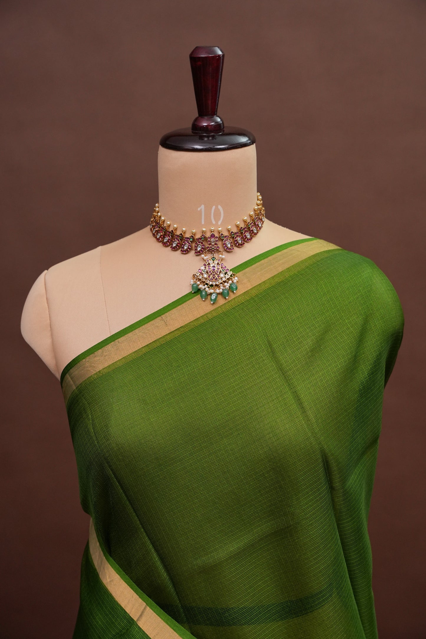 Silk Kota Plain Saree - Green