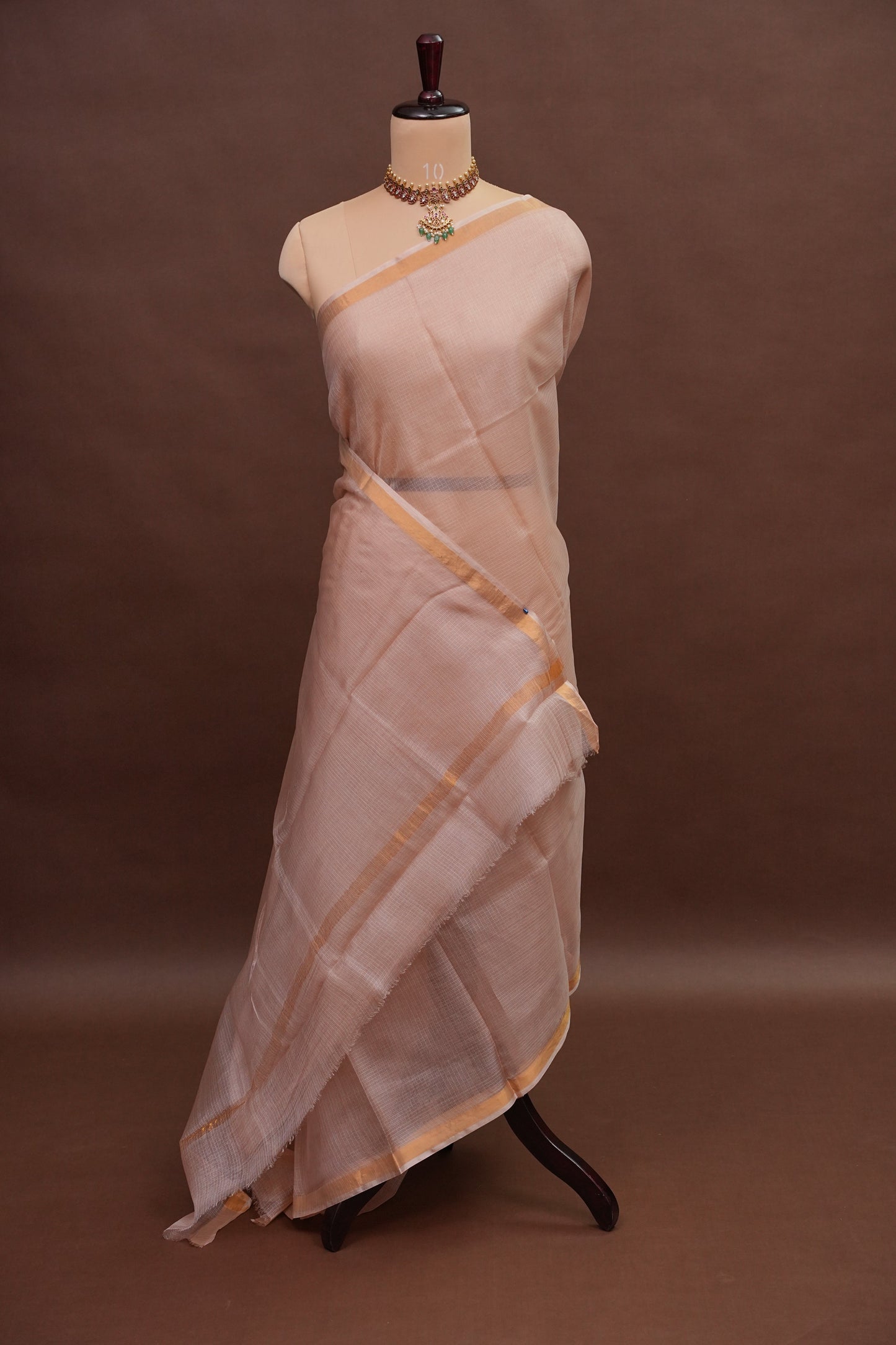 Silk Kota Multicolor Saree - Dusty Nude Shade