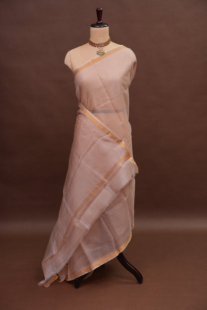Silk Kota Multicolor Saree - Dusty Nude Shade