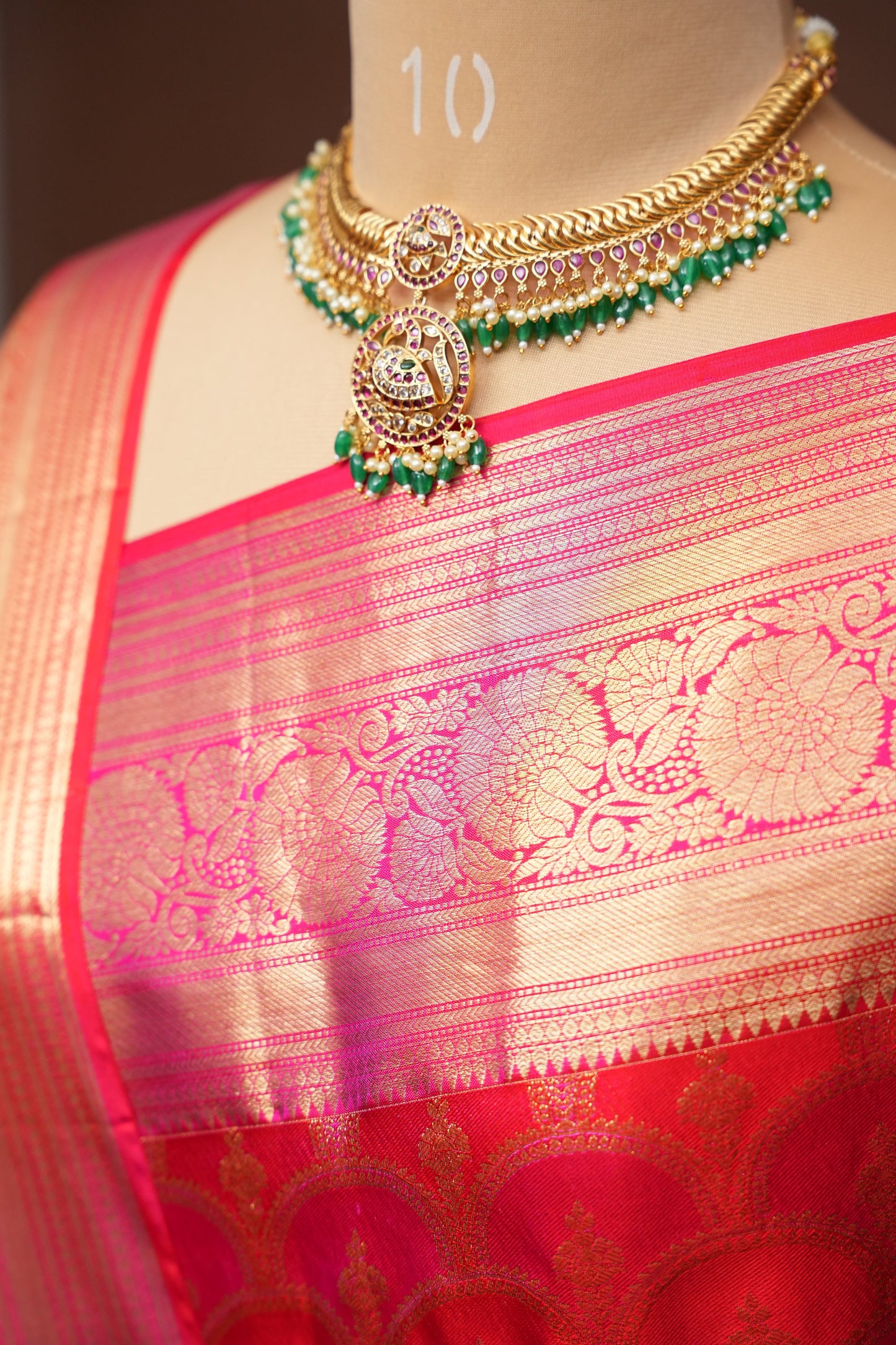Pure Kanchipuram Silk Saree in Fusion Concept - Red & Pink| Silk Mark Certified