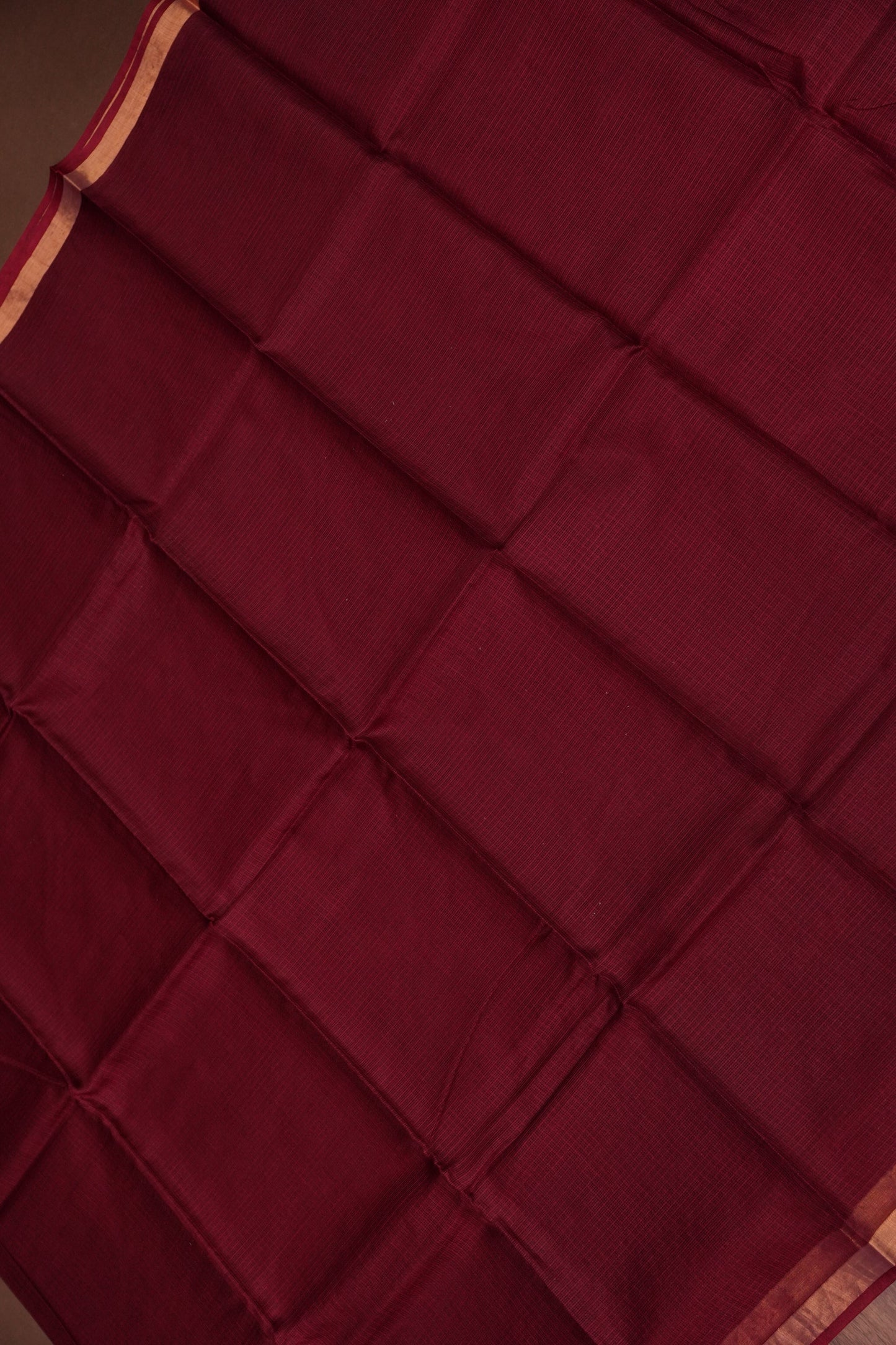 Silk Kota Plain Saree - Maroon