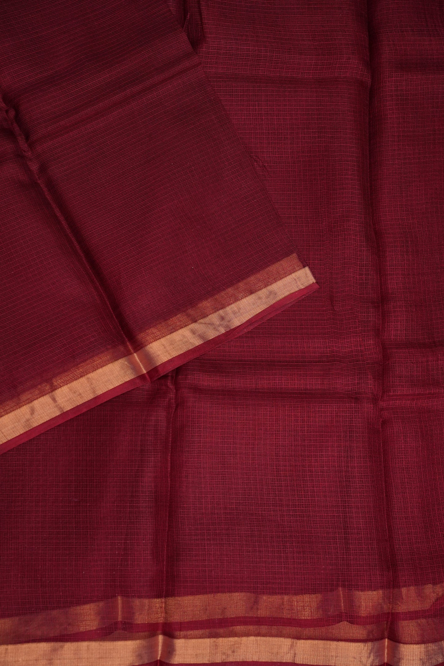 Silk Kota Plain Saree - Maroon
