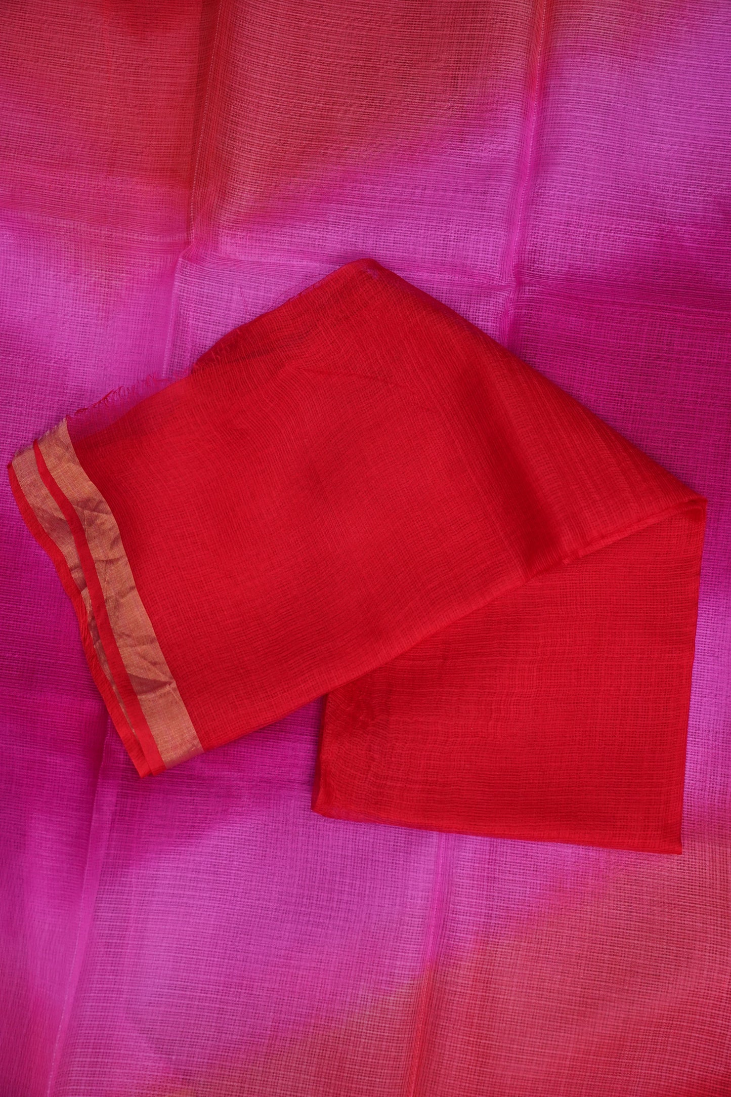 Silk Kota Multicolor Saree - Pink & Red Tones