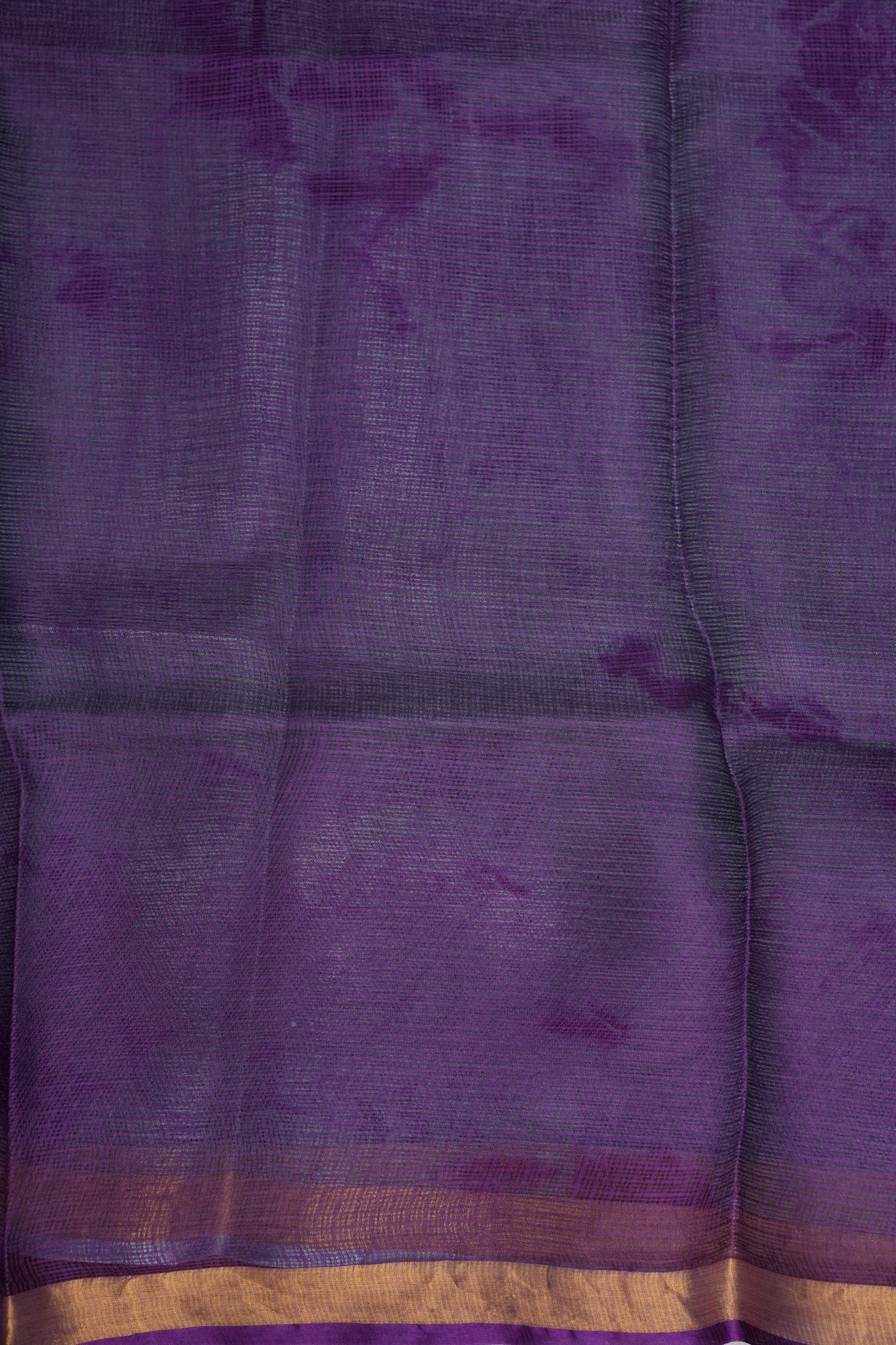 Silk Kota Shibori Tie & Dye Saree - Blue & Aubergine Purple